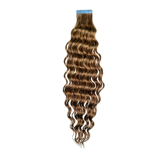 AD20R Extensiones adhesivas de cabello natural rizadas, 20 piezas de 45 cm 